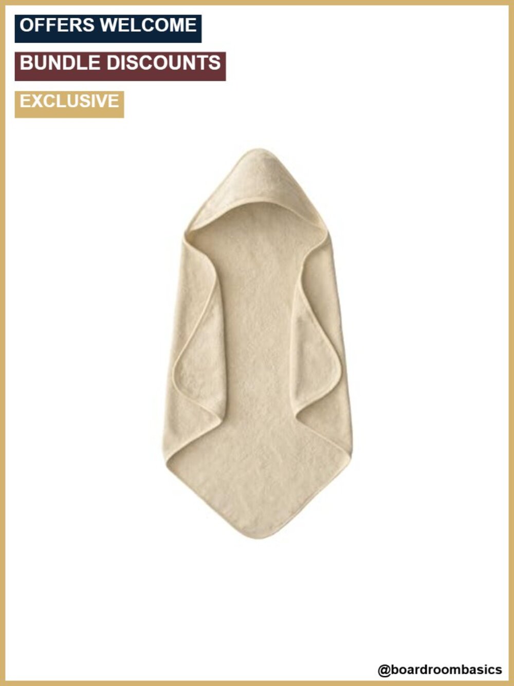 Organic Cotton Hooded Baby Towel 30.5x30.5 Soft Absorbent
